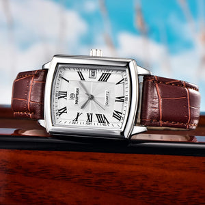 Square European and American Casual Leather Quartz Watch