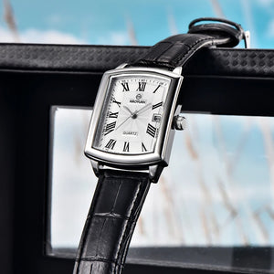 Square European and American Casual Leather Quartz Watch